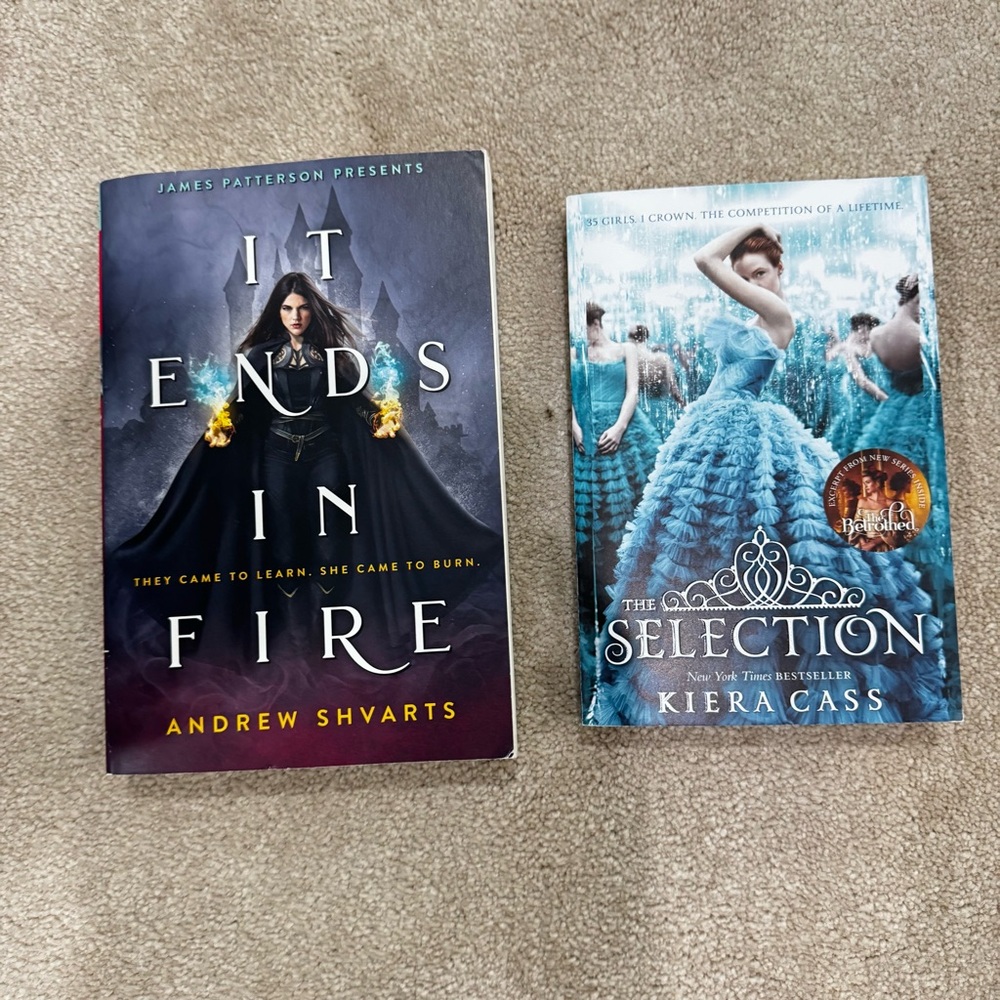 Fantasy Book Set: 'It Ends in Fire' and 'The Selection, Kiera Cass